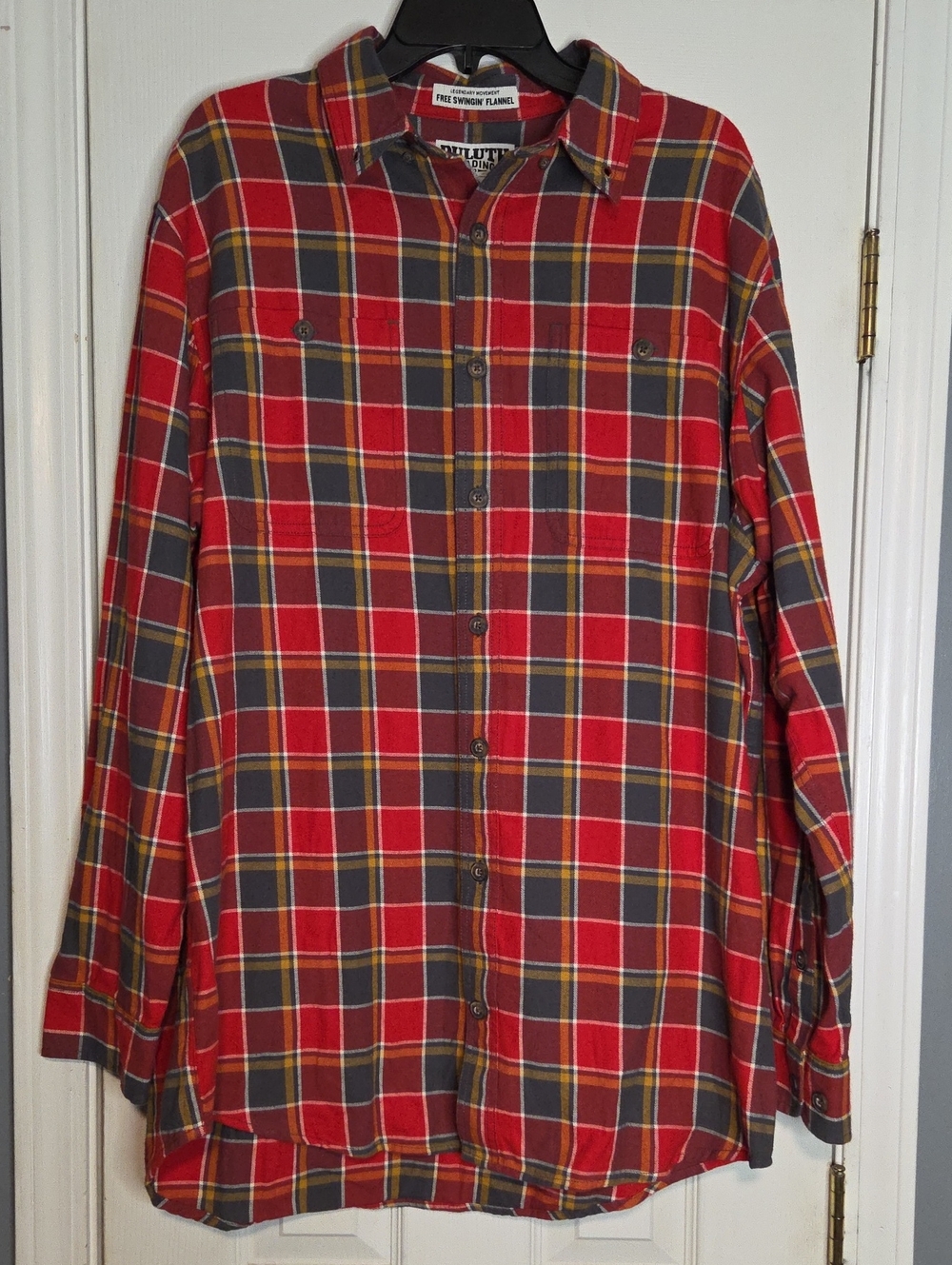 Duluth Trading Co Red Plaid Button-Down Flannel Shirt